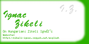 ignac zikeli business card